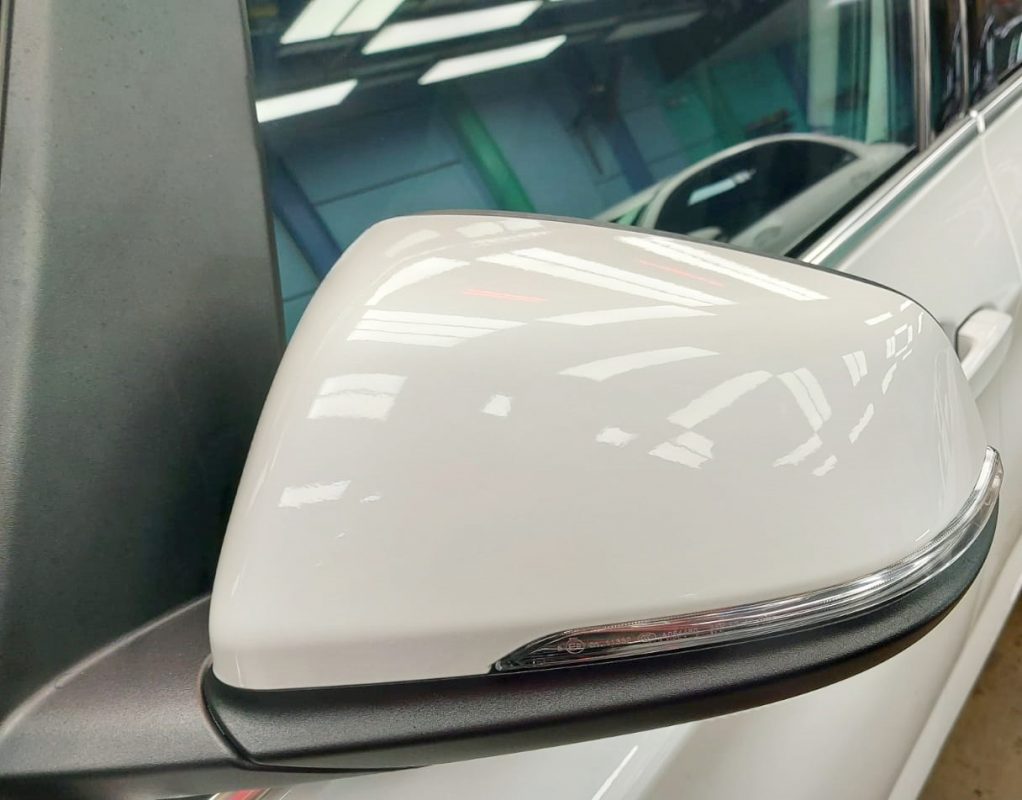 Side panel of the BMW 216i with the ceramic finish locked in.