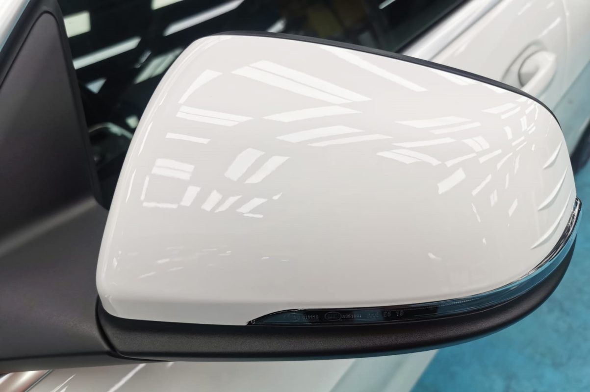 Side panel of the BMW 216i with the ceramic finish locked in.