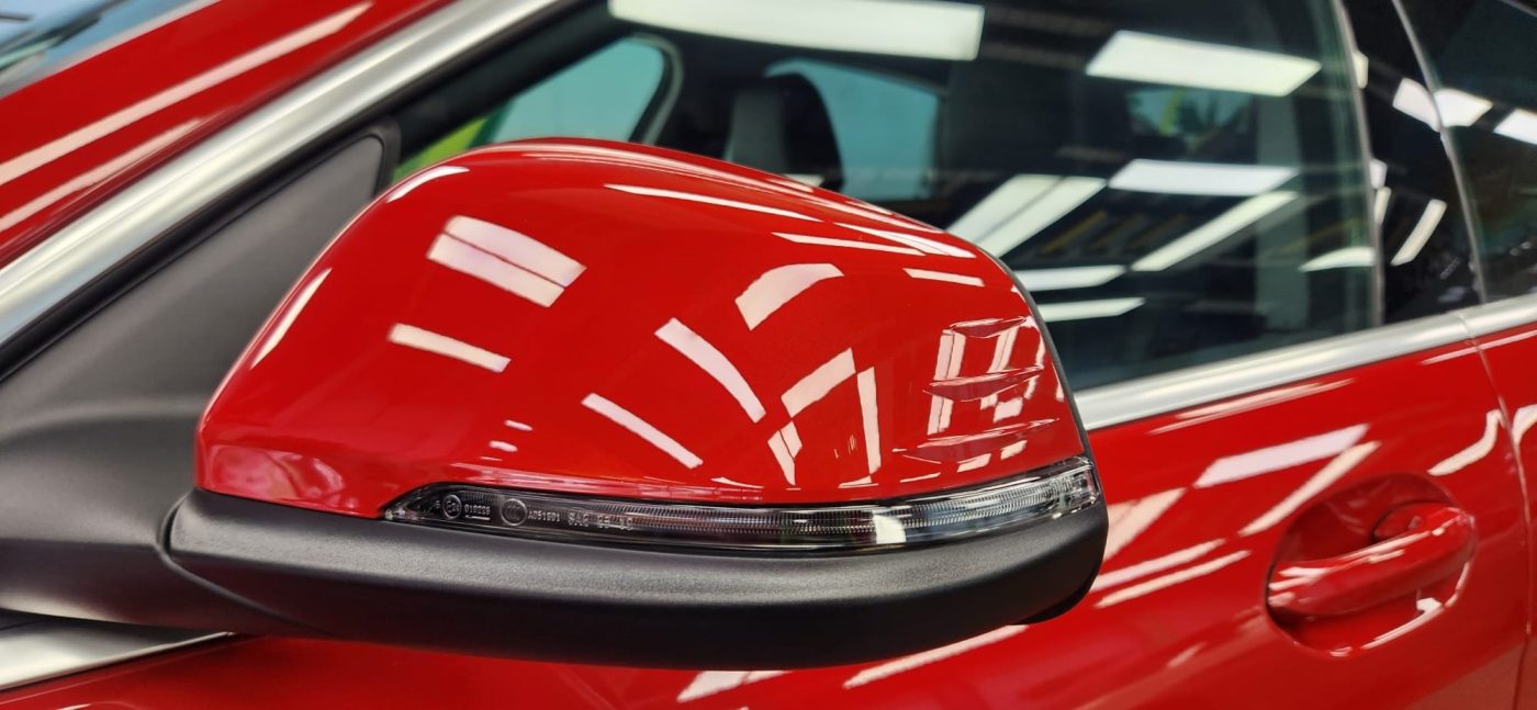 Side panel of the BMW 216i GC with the ceramic finish locked in.