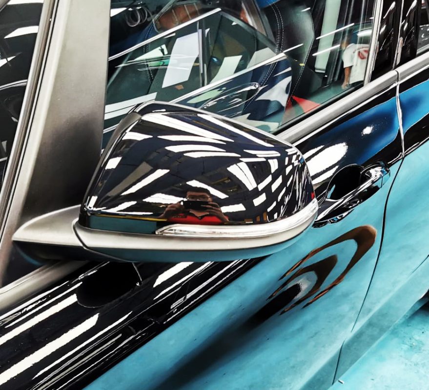 Side panel of the BMW 216i GT with the titanium finish locked in.