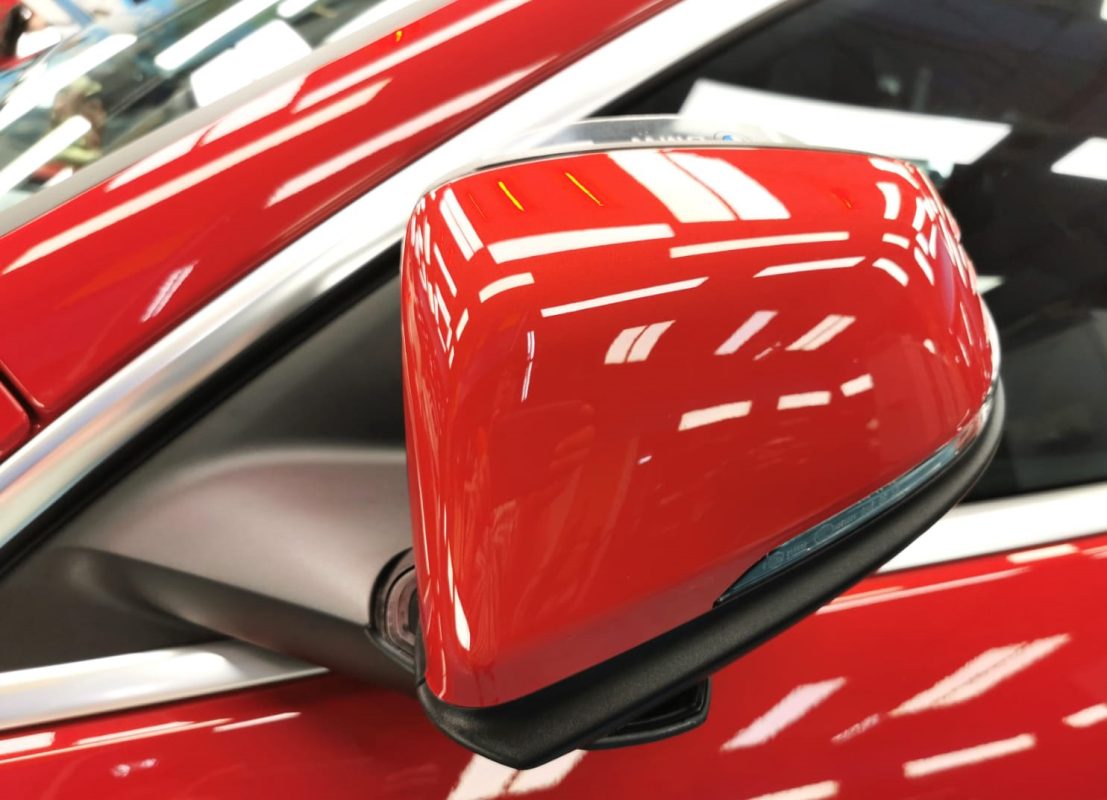Side panel of the BMW 216i with the titanium finish locked in.