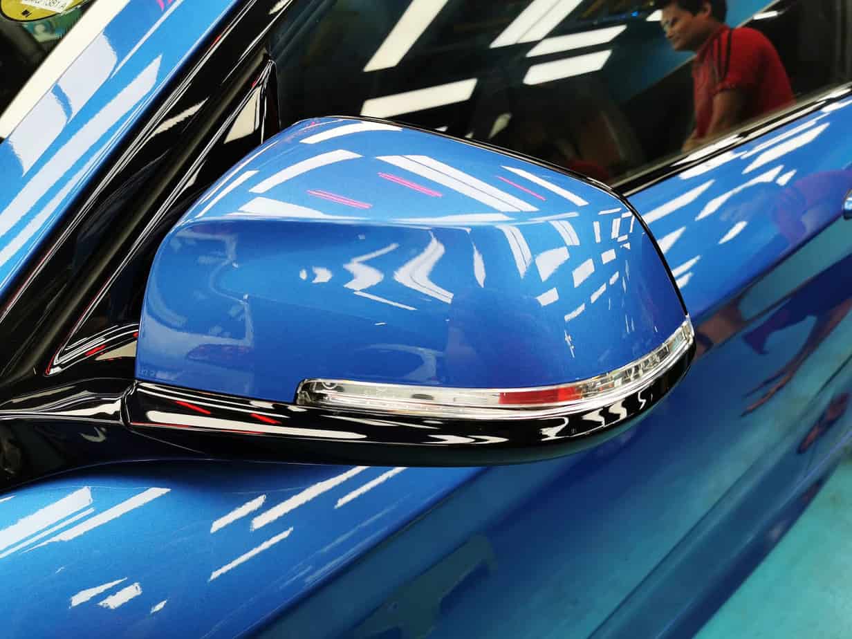 Side panel of the BMW 218i with the ceramic finish locked in.