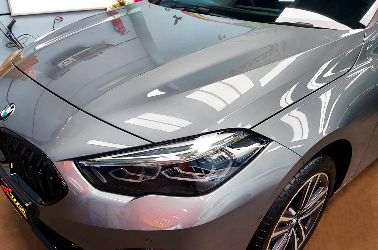 The BMW 218i GC from a side angle after the titanium coating.