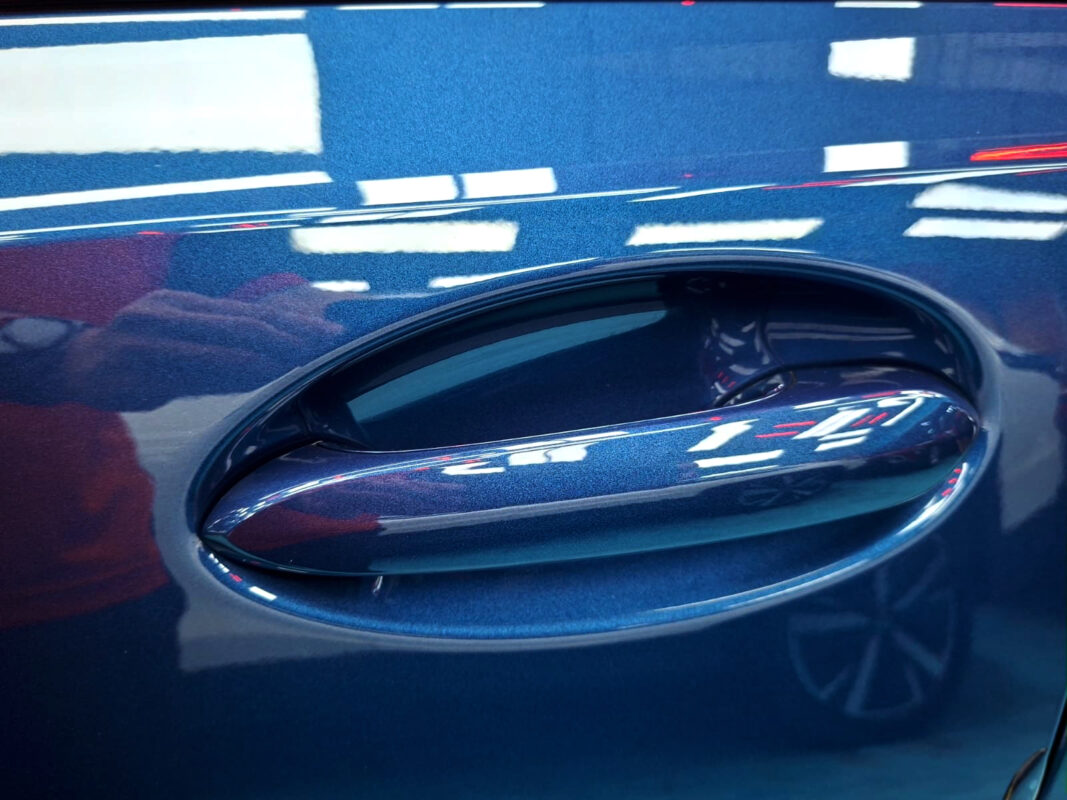 Front three-quarter view of the BMW 3 Series after coating.