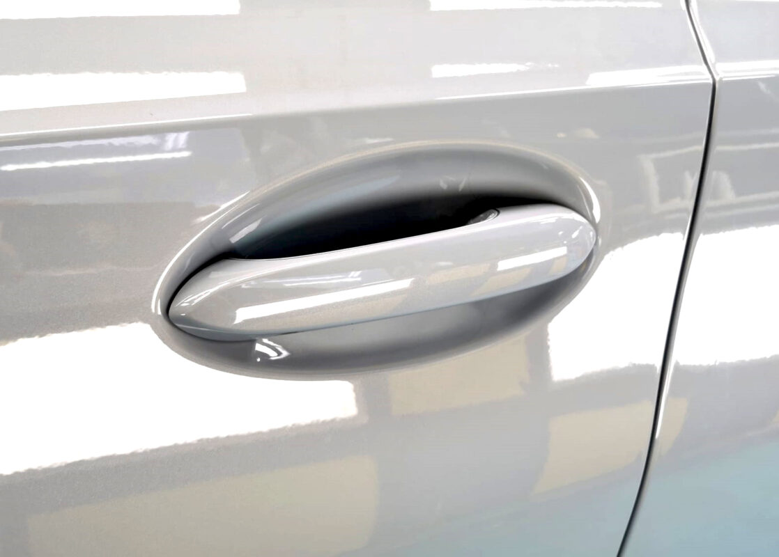 Front three-quarter view of the BMW 3 Series after coating.