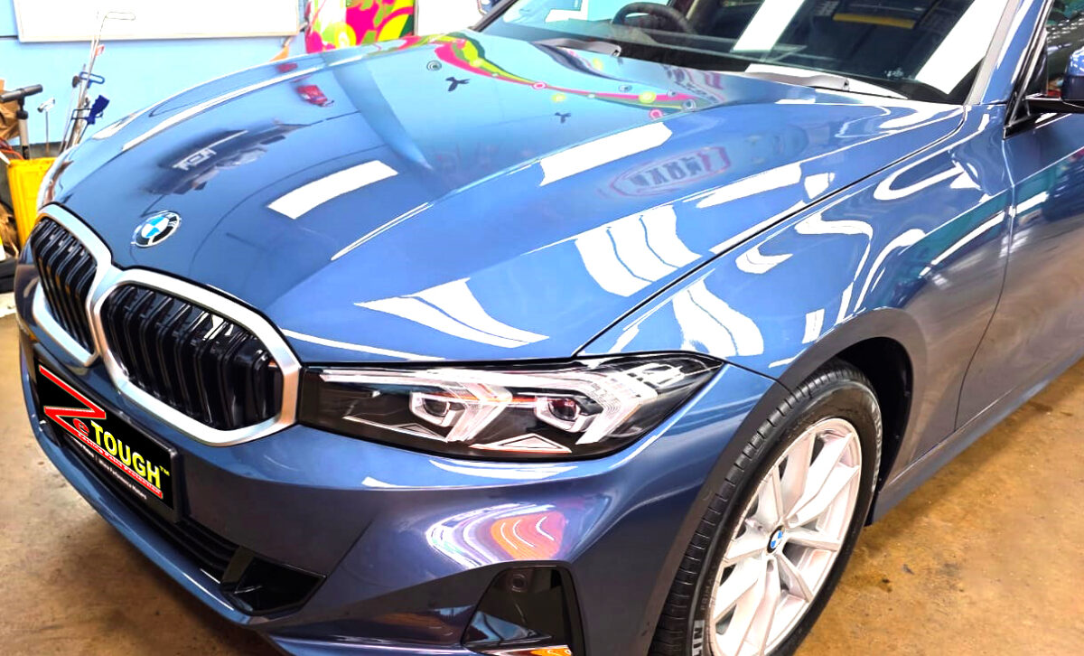 The BMW 3 Series from a side angle after the titanium coating.
