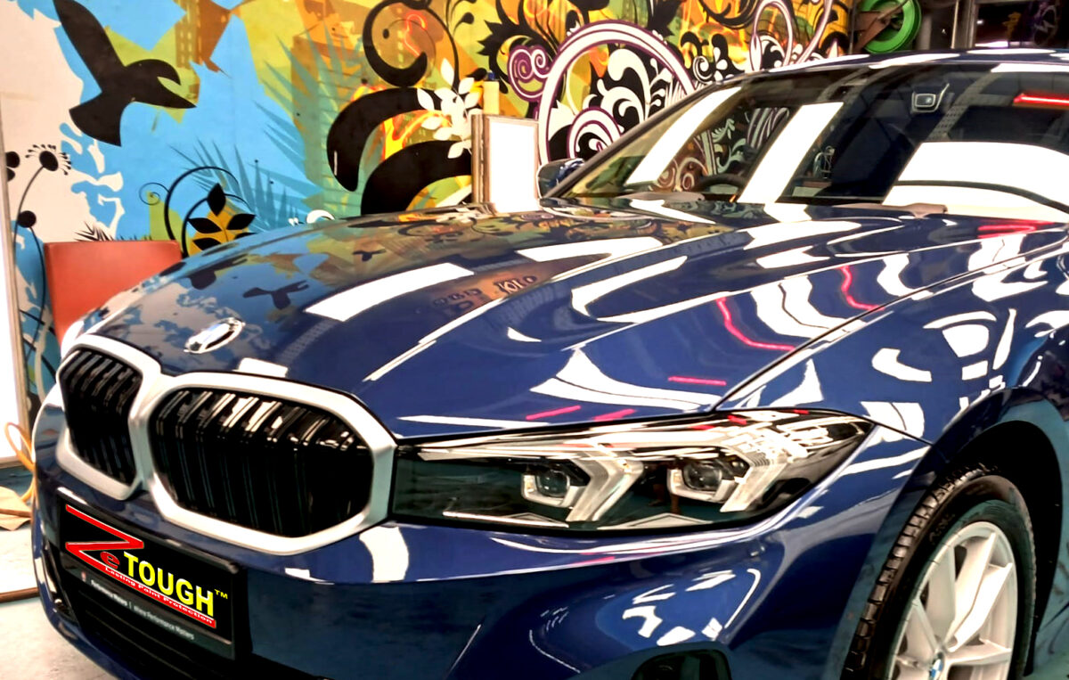 The BMW 3 Series from a side angle after the titanium coating.