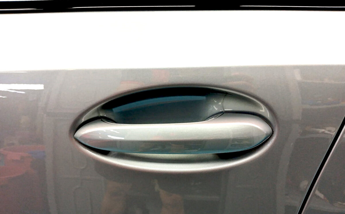 Front three-quarter view of the BMW 3 Series after coating.