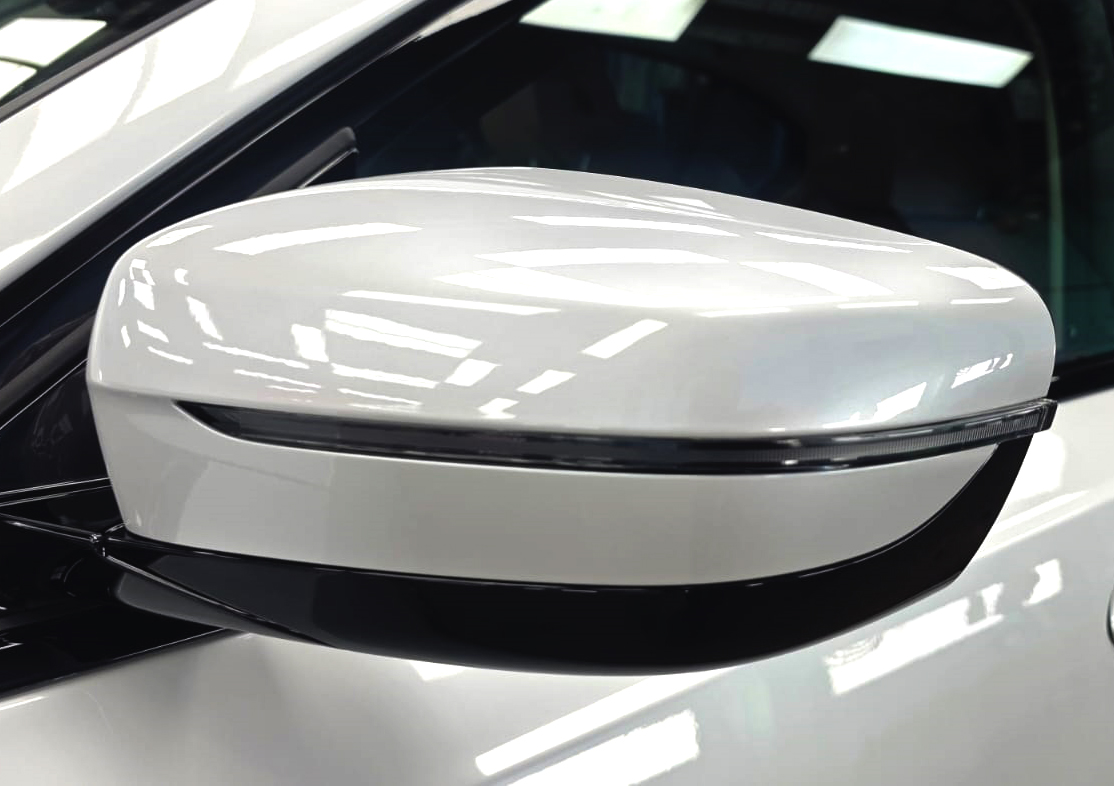 Side panel of the BMW 318i with the titanium finish locked in.