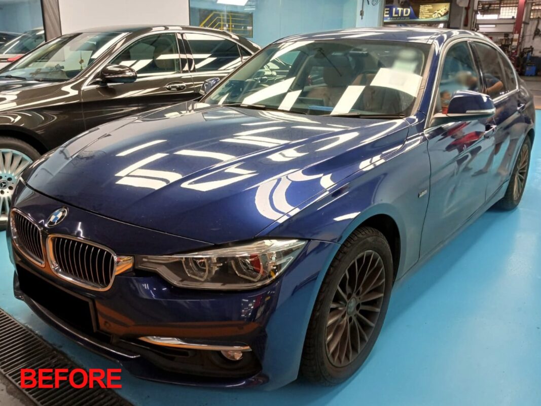 The BMW 318i after the full respray.