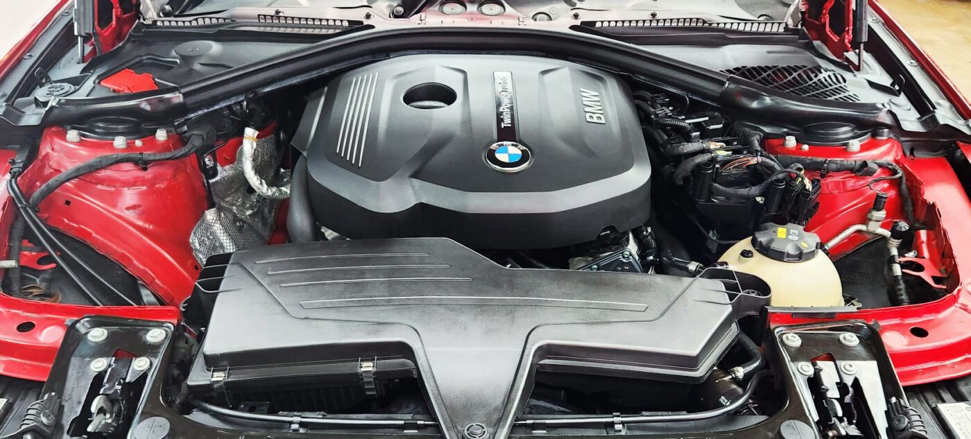 Detail of the BMW 318i's bodywork sealed with ZeTough Ceramic.