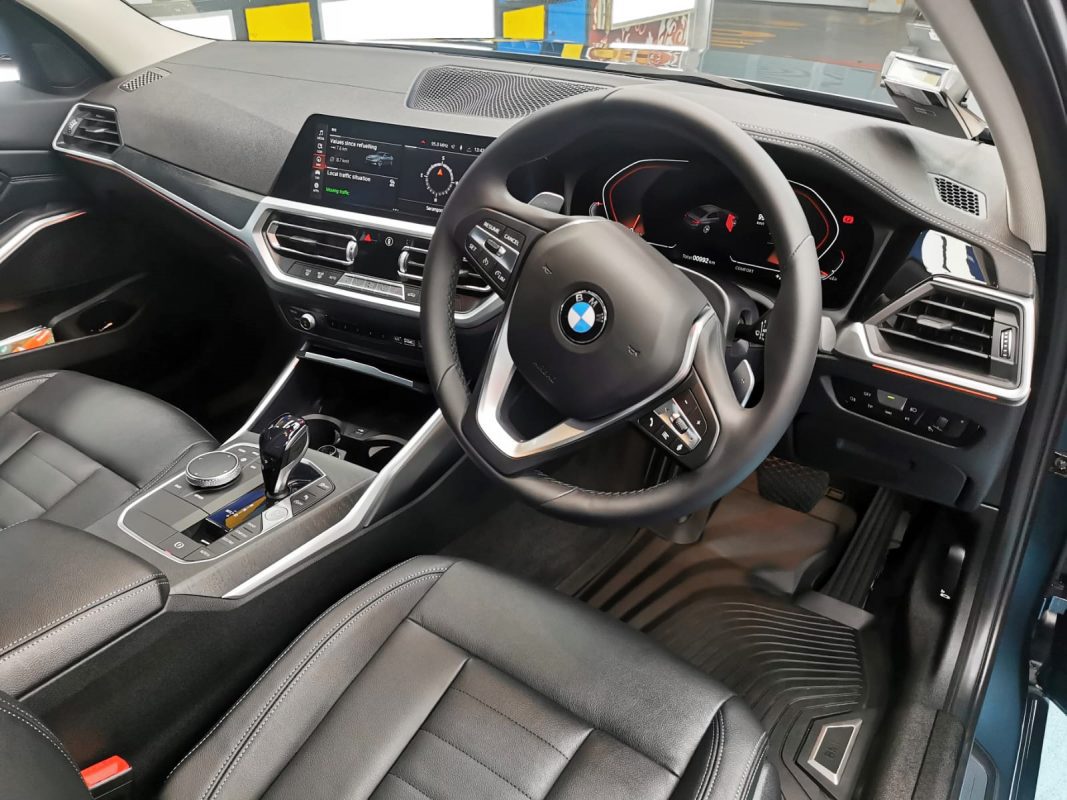 The BMW 3201 parked in the workshop, freshly coated.