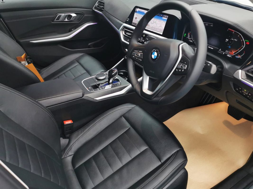 BMW 320i in the workshop, freshly coated.