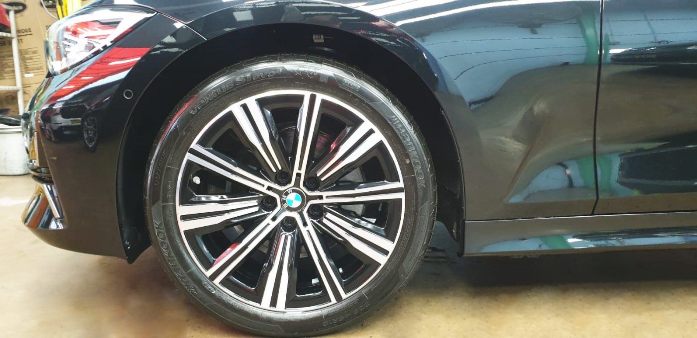 The BMW 320i, finished and ready for collection.