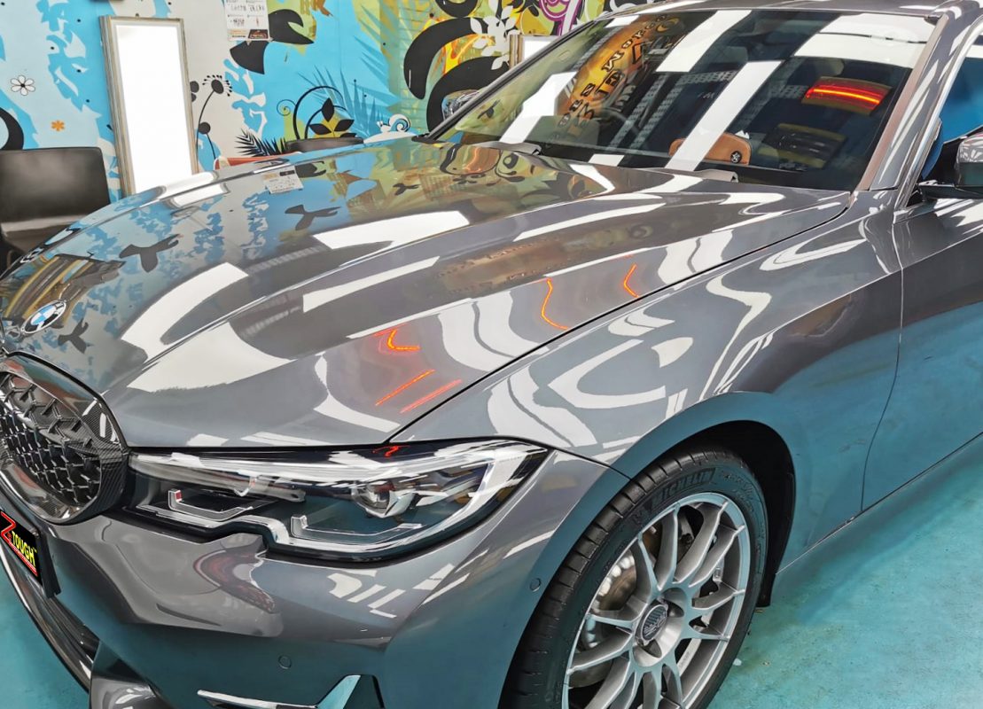 BMW 330i from a side angle after the titanium coating.