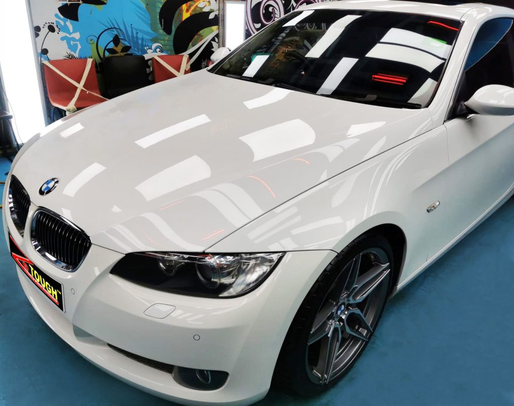 BMW 335i from a side angle after the ceramic coating.
