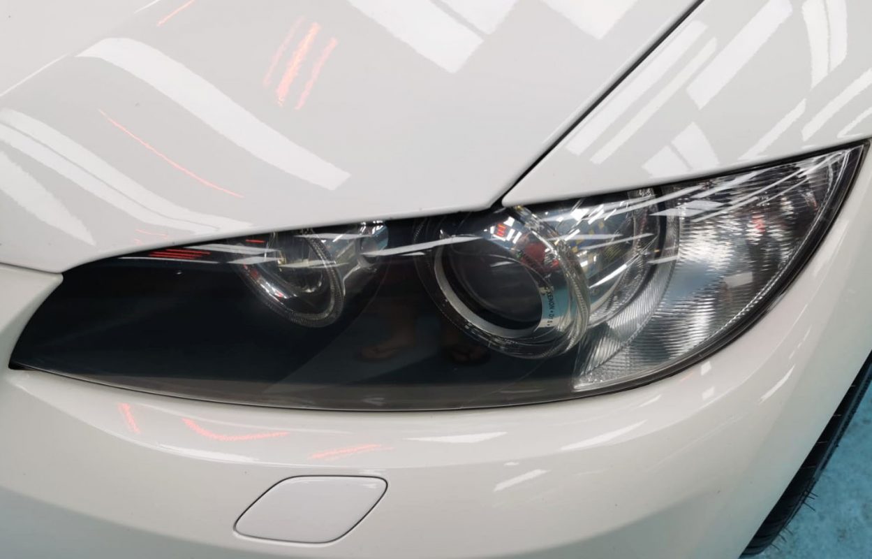 BMW 335i in the workshop, freshly coated.