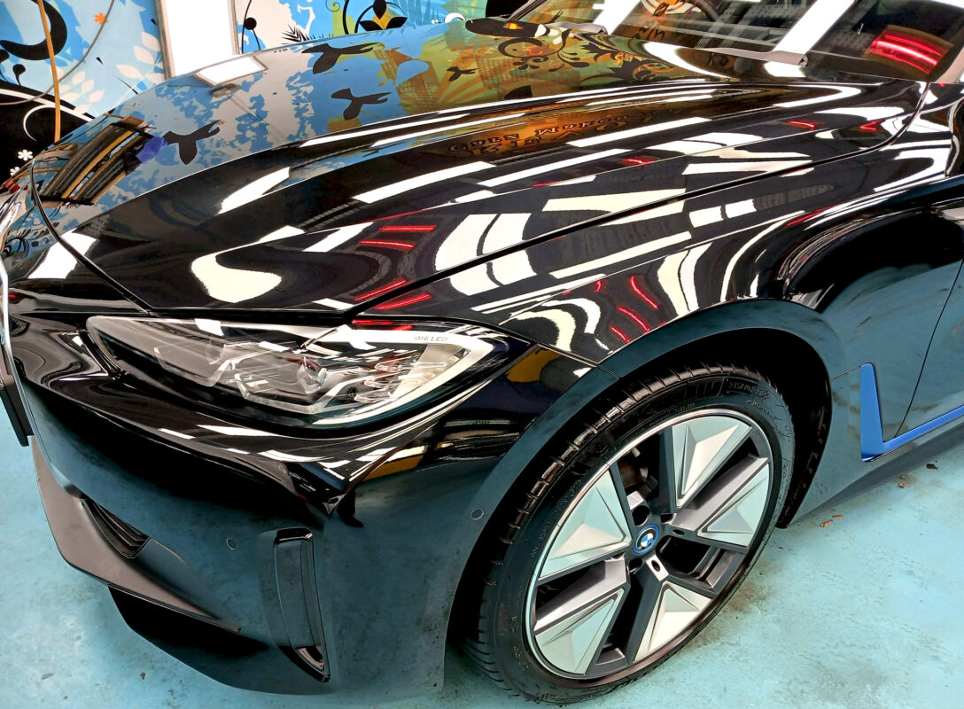 The BMW 4 Series from a side angle after the ceramic coating.