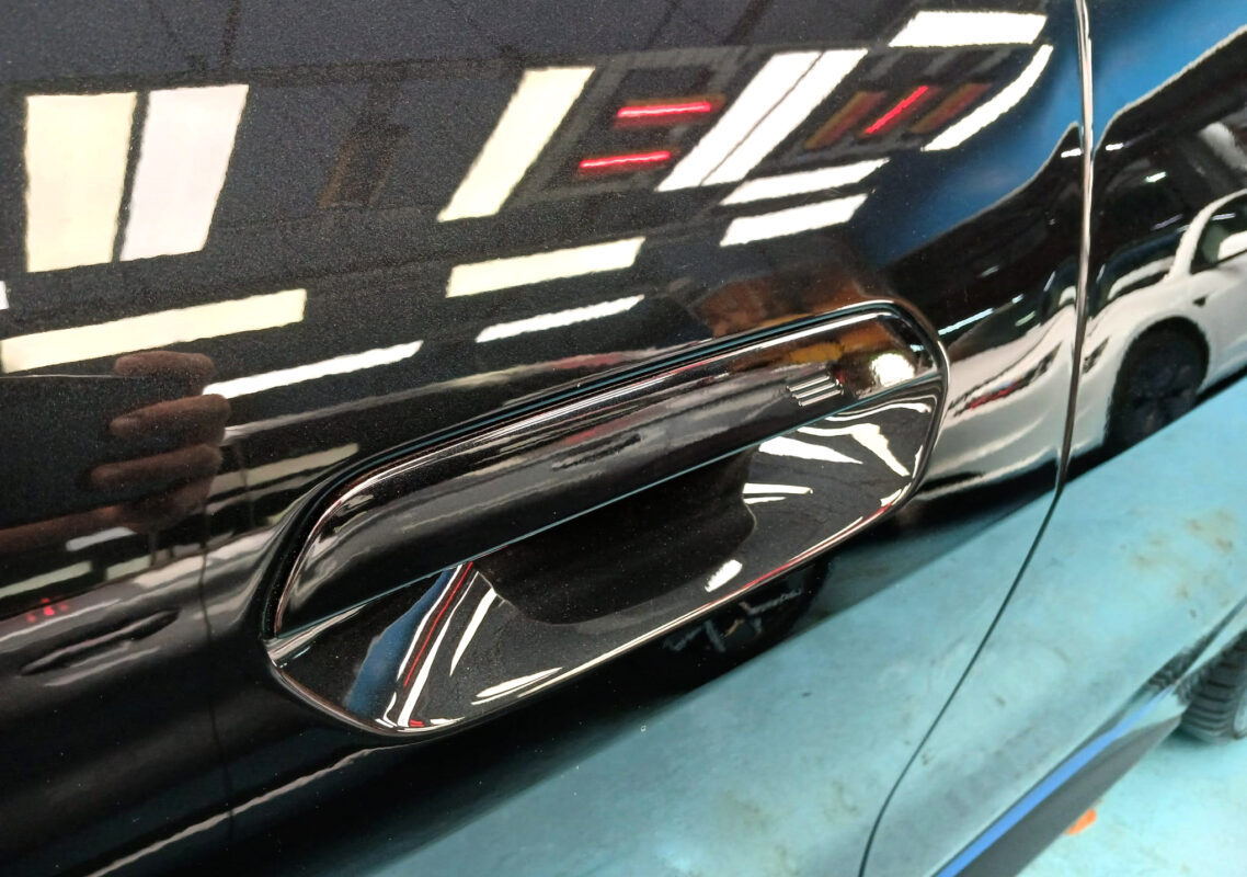 Front three-quarter view of the BMW 4 Series after coating.