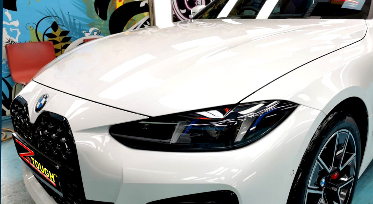 The BMW 4 Series from a side angle after the titanium coating.