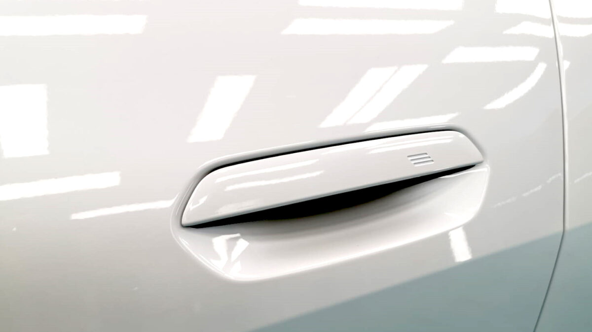 Front three-quarter view of the BMW 4 Series after coating.