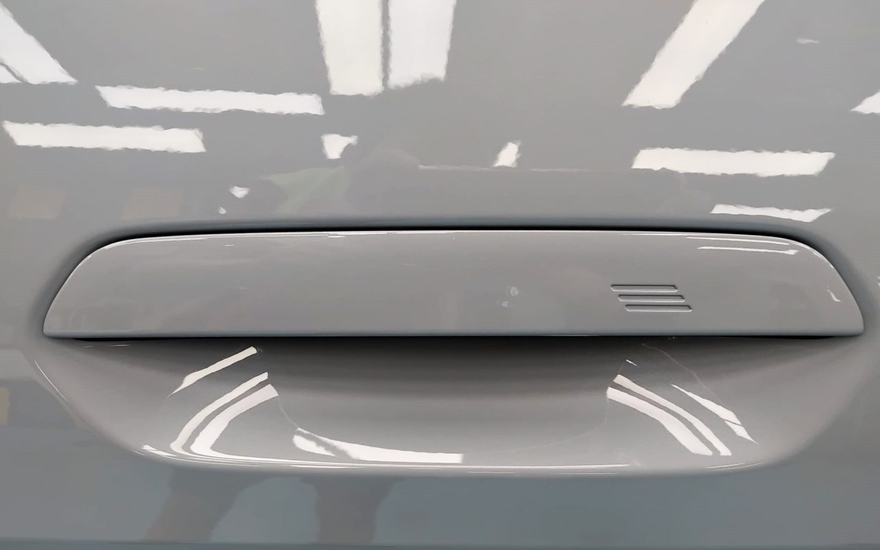 Front three-quarter view of the BMW 4 Series after coating.