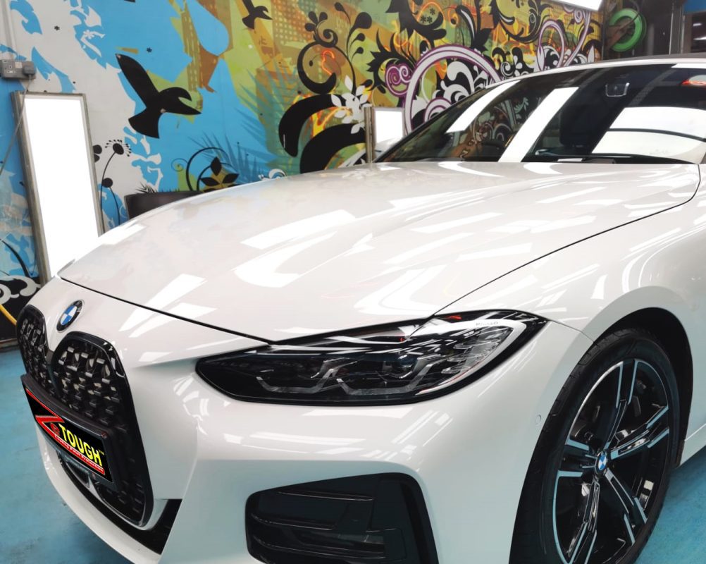 The BMW 4 Series from a side angle after the titanium coating.