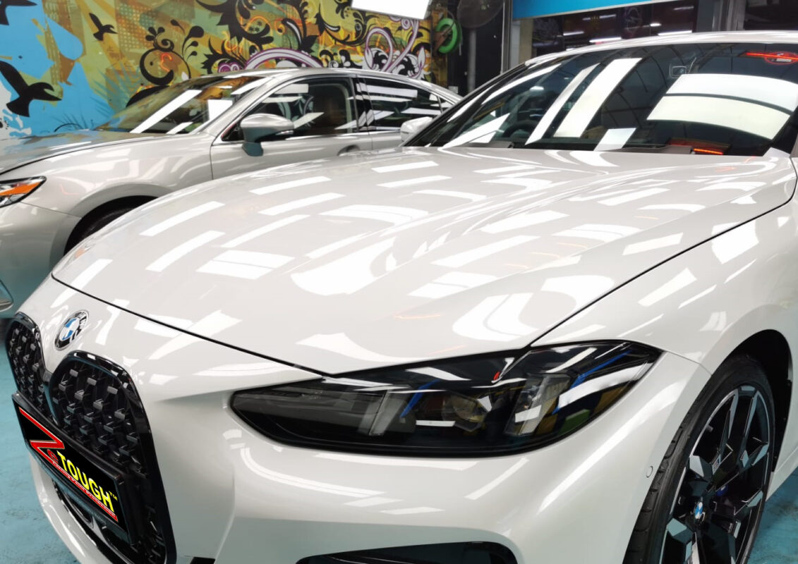 The BMW 4 Series from a side angle after the titanium coating.