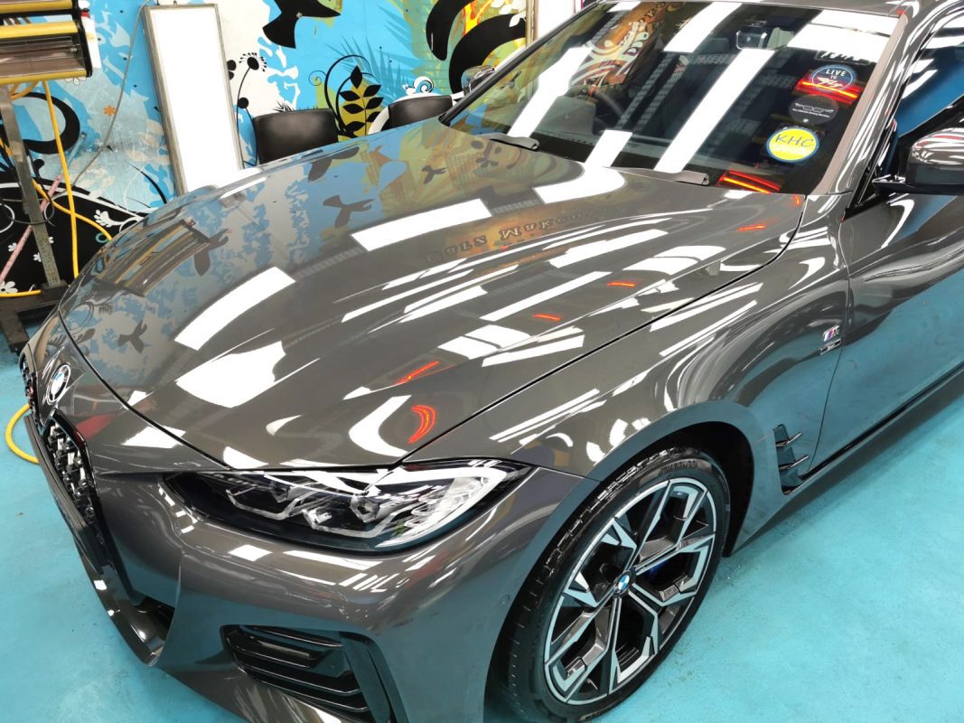 The BMW 4 Series from a side angle after the titanium coating.
