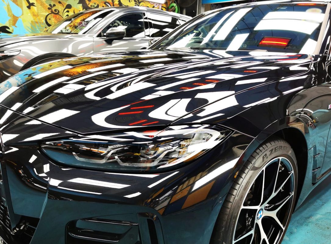 The BMW 4 Series from a side angle after the titanium coating.