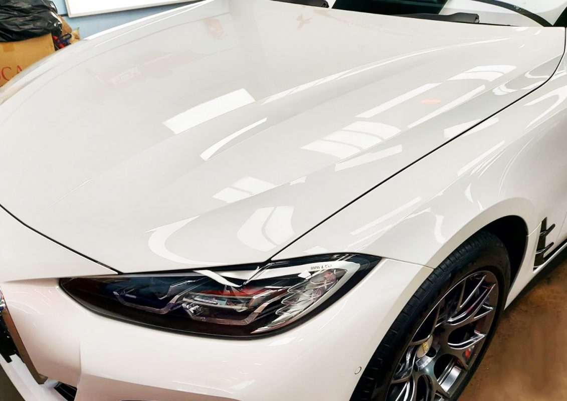 The BMW 420i from a side angle after the ceramic coating.