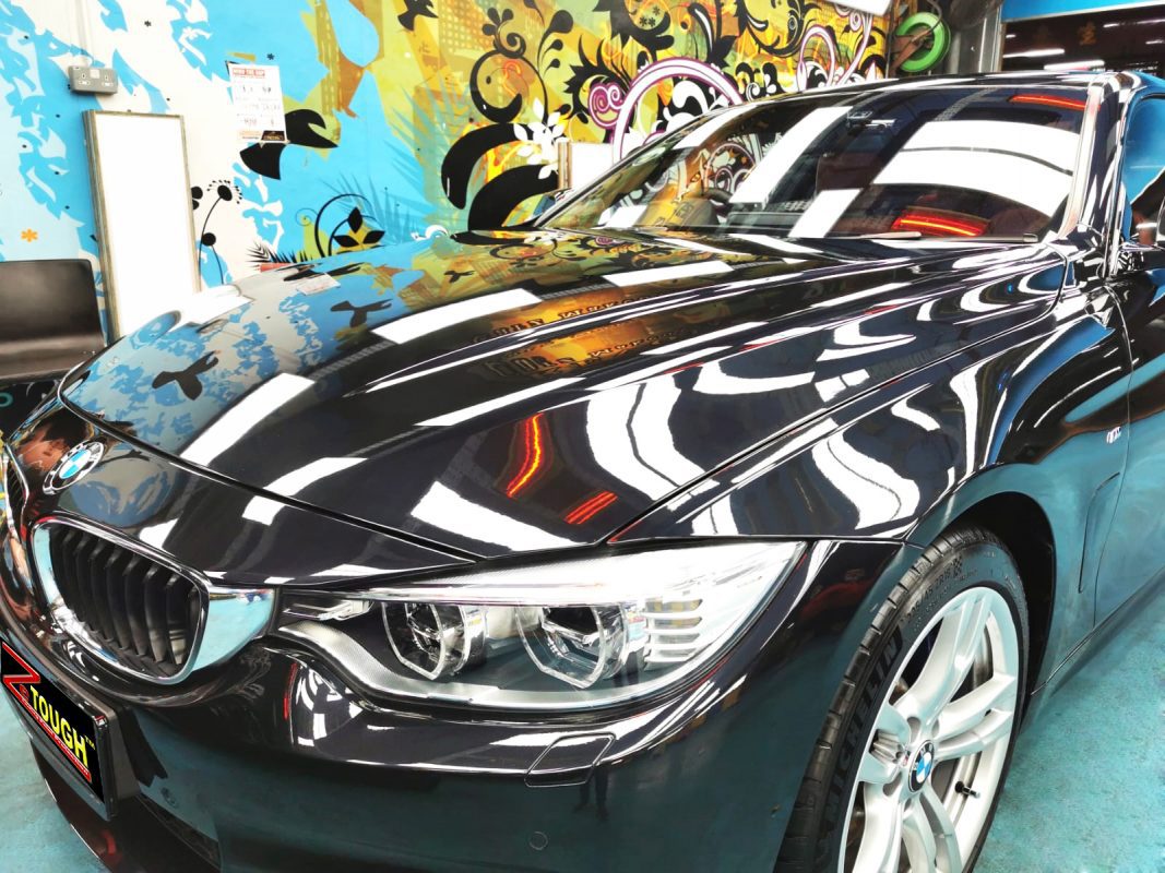 The BMW 435i Coupe from a side angle after the ceramic coating.