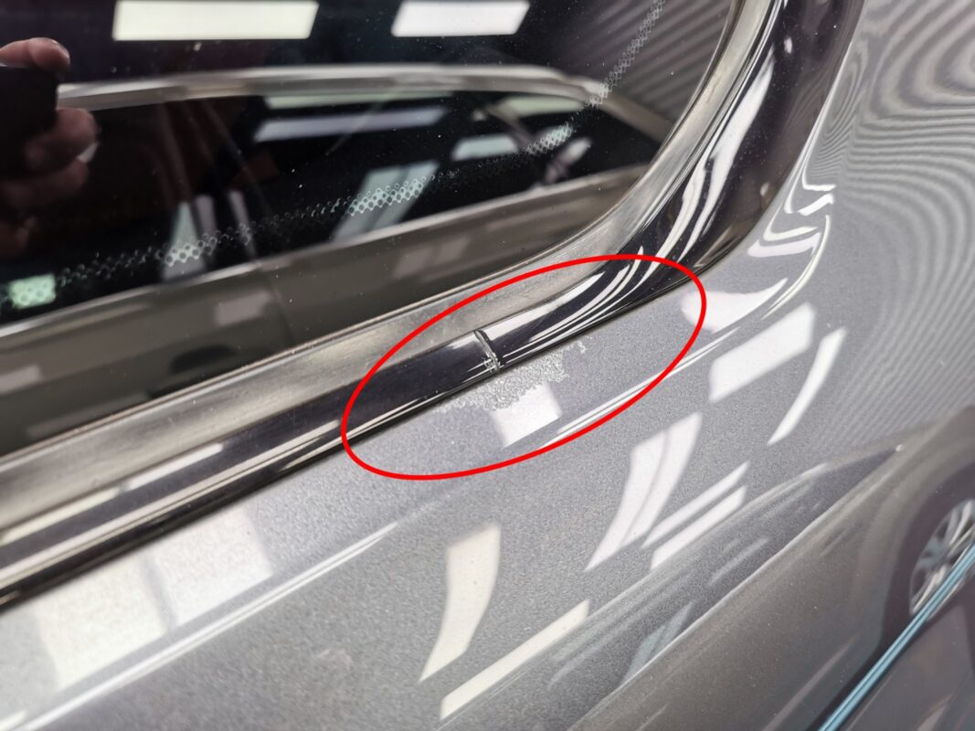 The BMW 435i, side view on arrival, paintwork condition visible across the body.