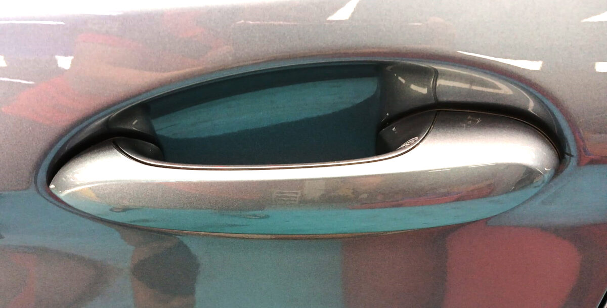 Front three-quarter view of the BMW 5 Series after coating.