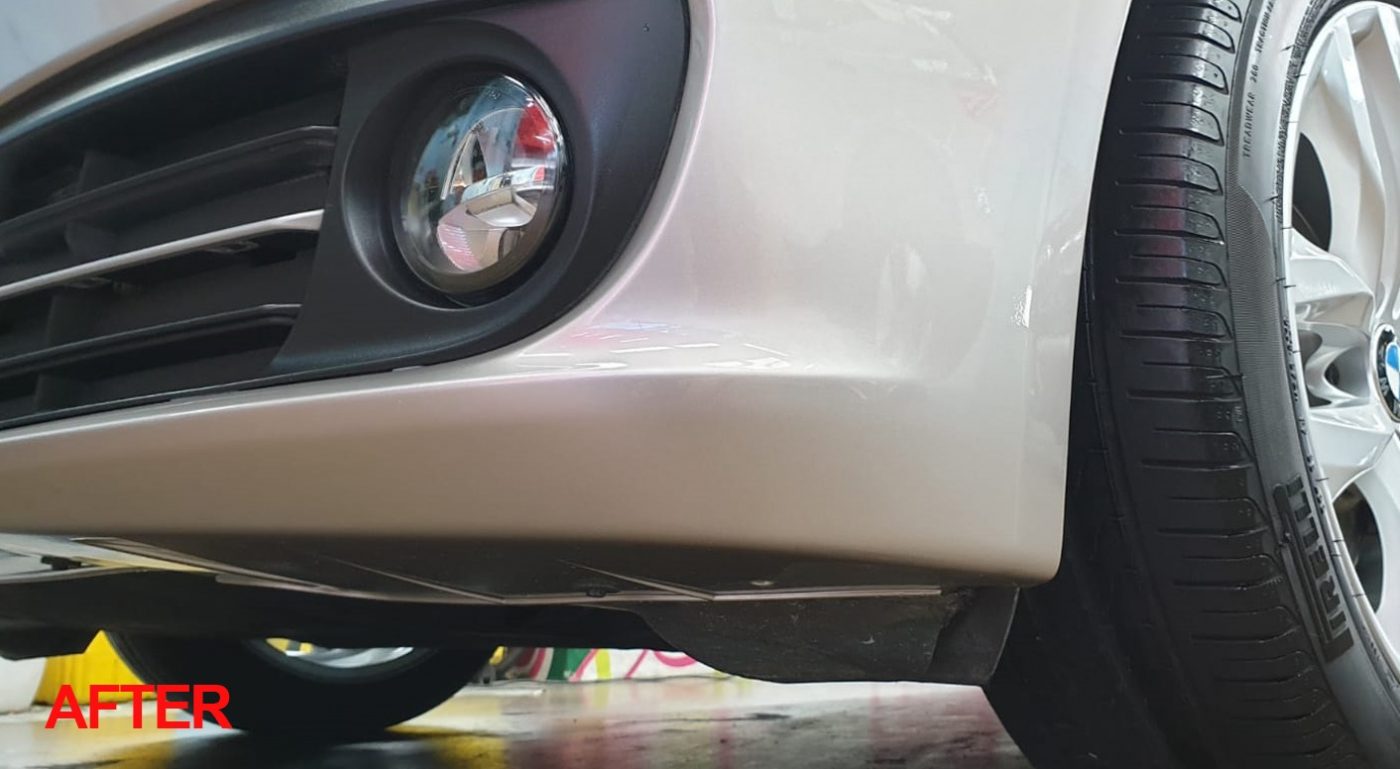 Glossy body panels on the resprayed 5 Series.