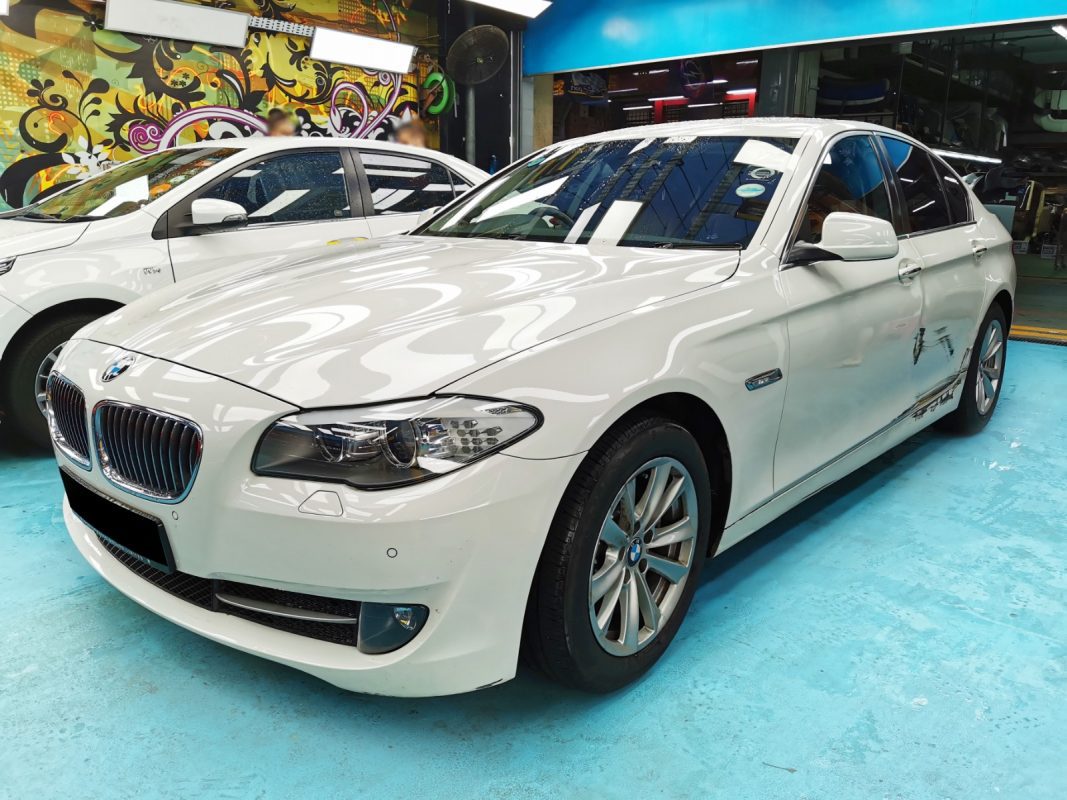 The BMW 5 Series as it arrived at Revol Carz before the respray.