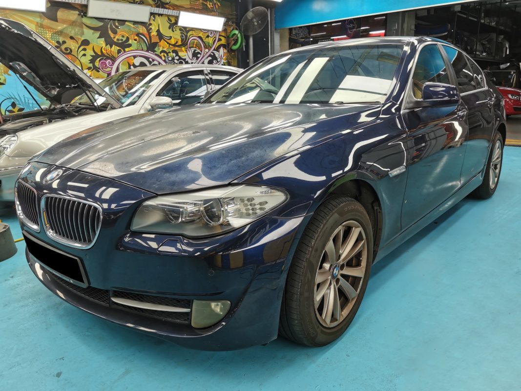 The BMW 5 Series as it arrived at Revol Carz before the respray.