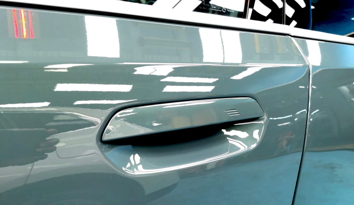 Front three-quarter view of the BMW 5 Series after coating.