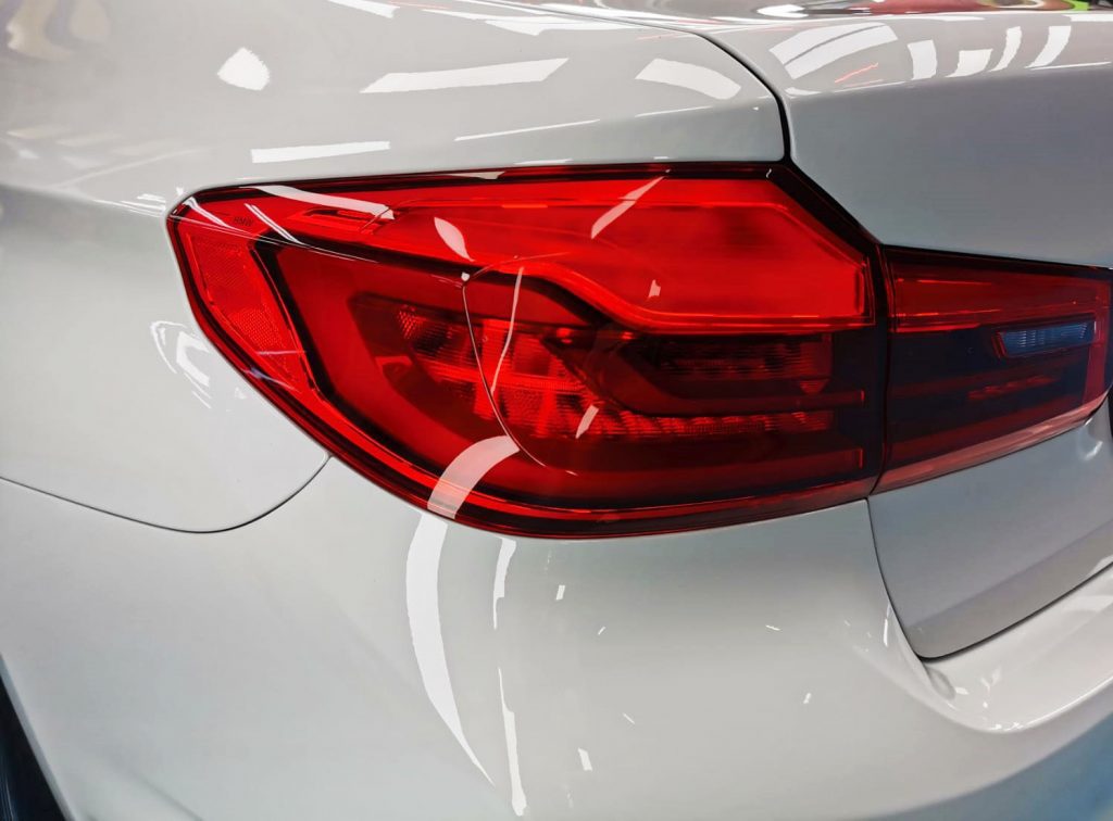 Front three-quarter view of the BMW 502i after coating.