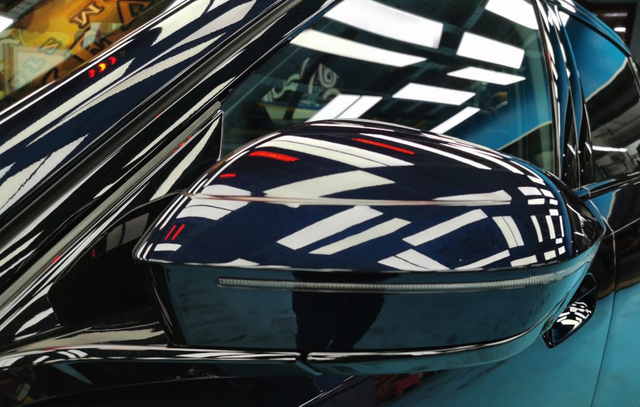 Side panel of the BMW 520i with the ceramic finish locked in.
