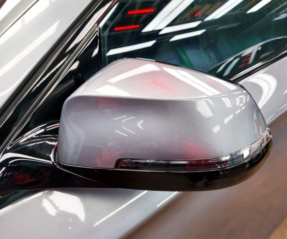 Side panel of the BMW 528i with the ceramic finish locked in.