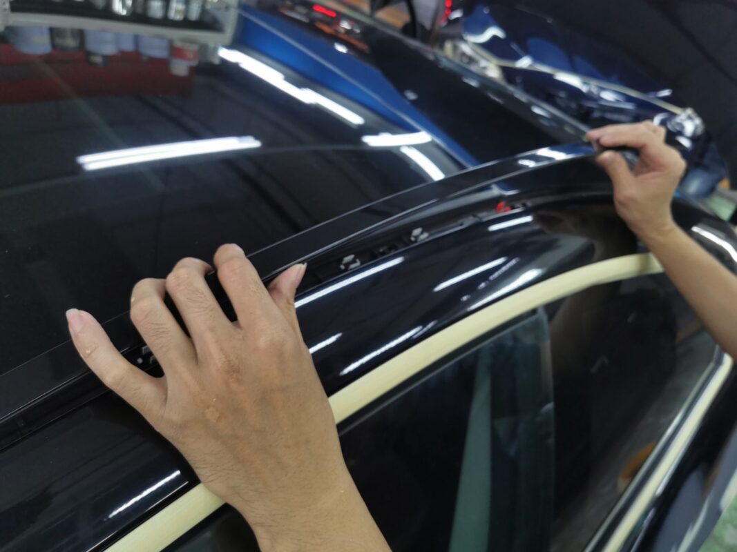 Parts being dismantled from the 6 Series in preparation for spraying.