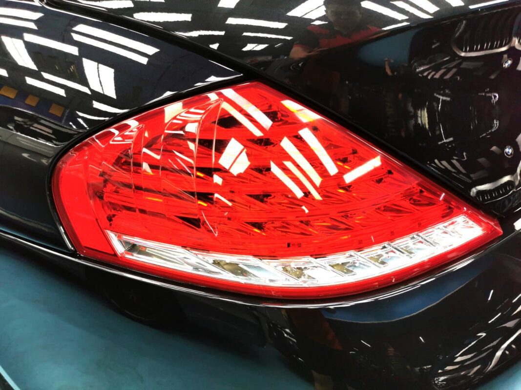 A finished detail of the resprayed BMW 6 Series.