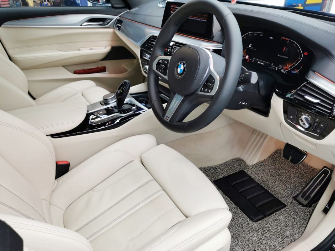 Front three-quarter view of the BMW 630i after coating.