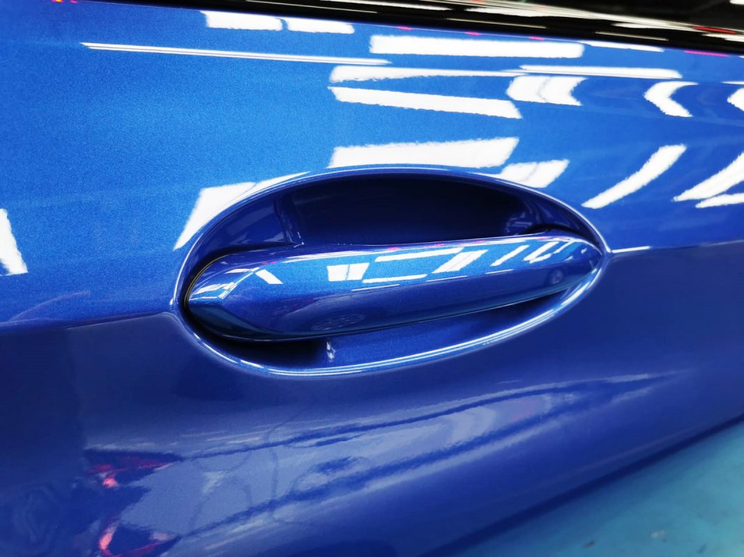 Front three-quarter view of the BMW 630i after coating.