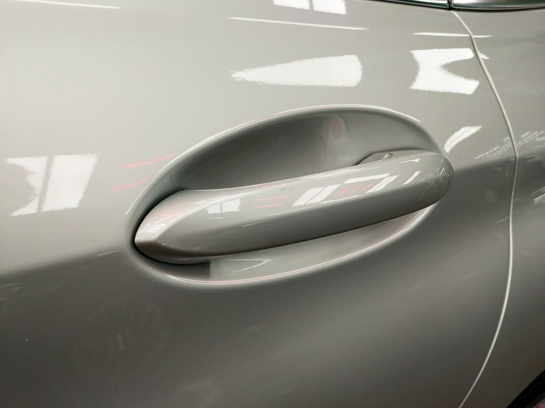 Front three-quarter view of the BMW 630i GT after coating.