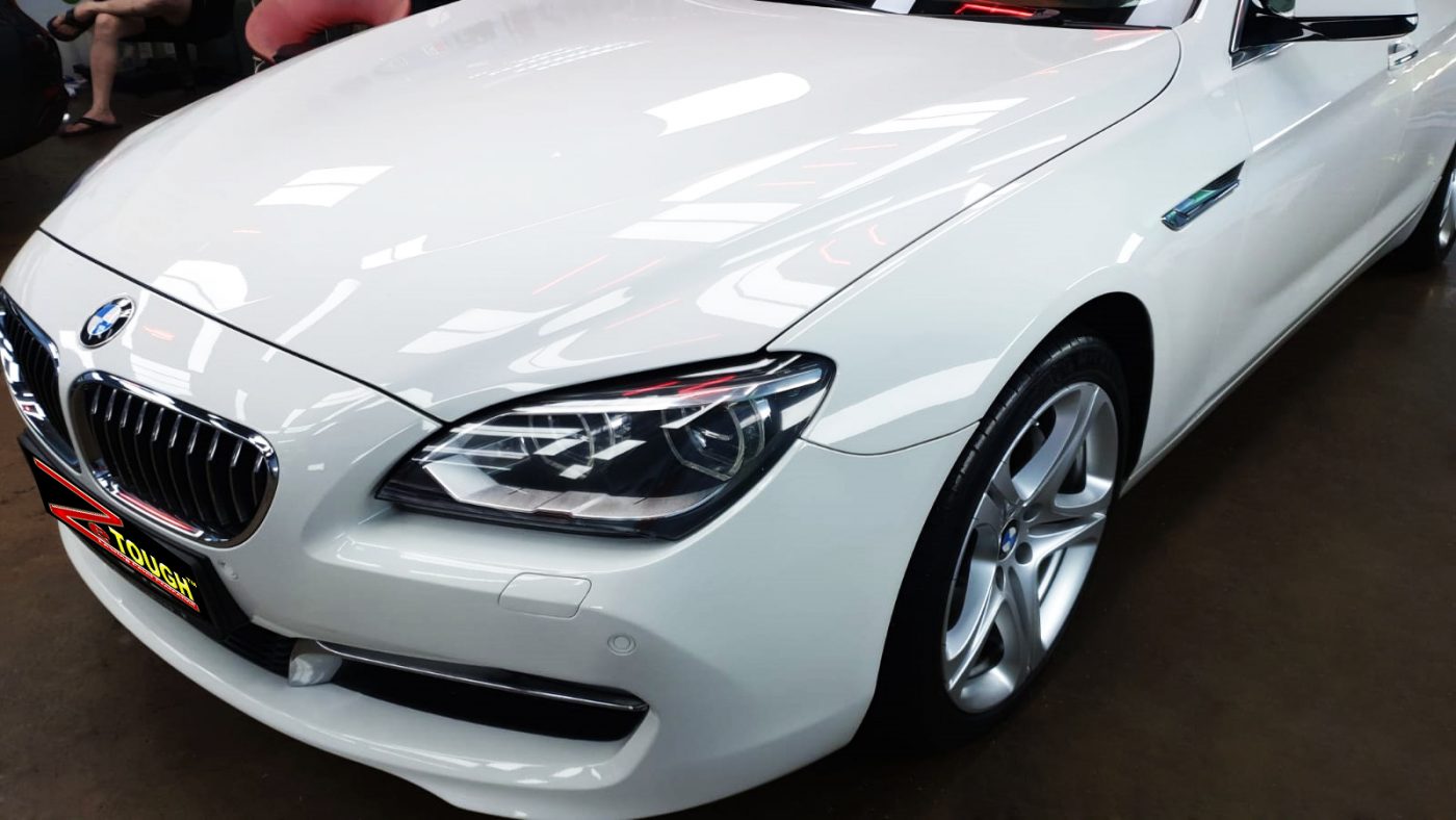 The BMW 640i from a side angle after the ceramic coating.