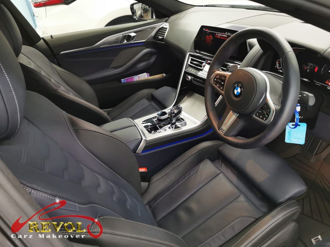 BMW 840i Gran Coupe in the workshop, freshly coated.