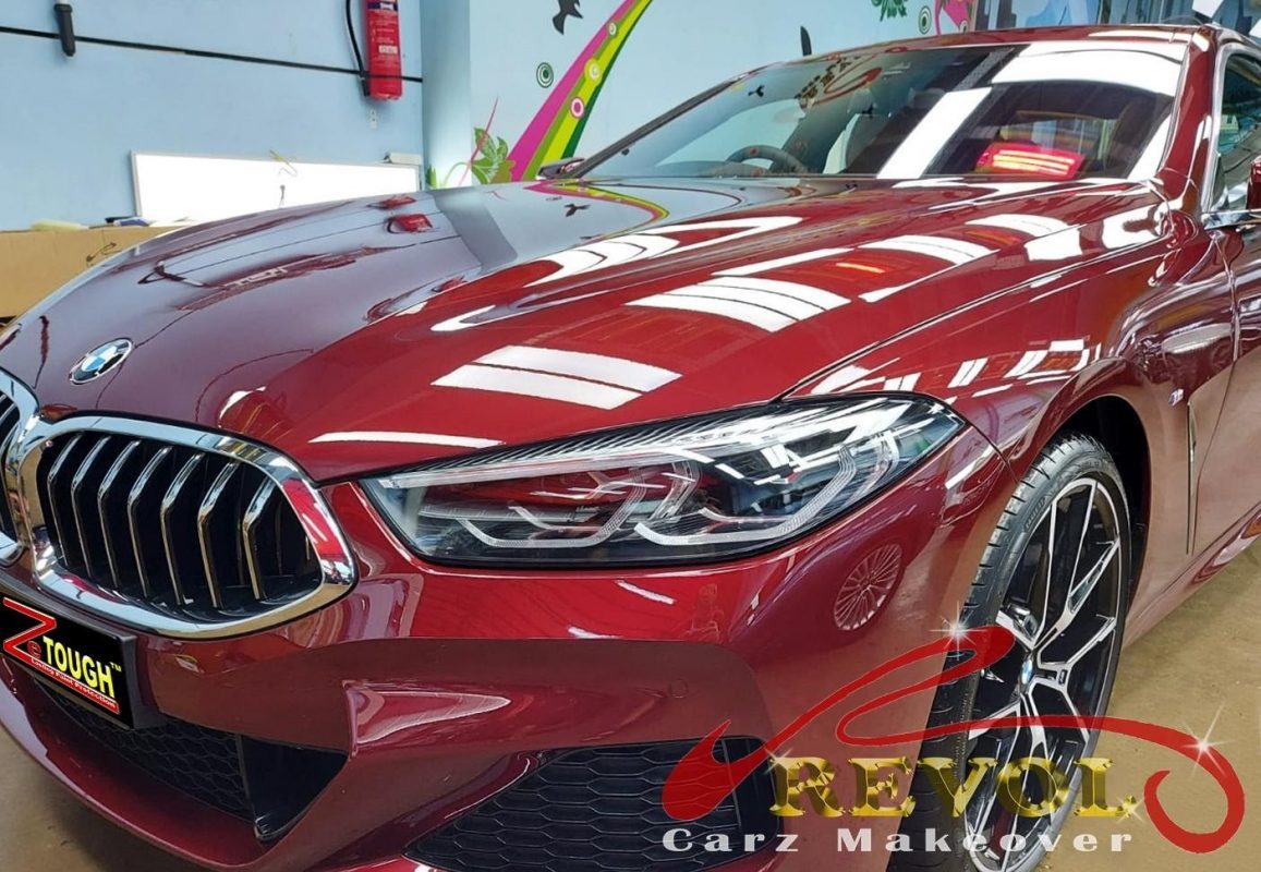 The BMW 840i M Sport from a side angle after the ceramic coating.