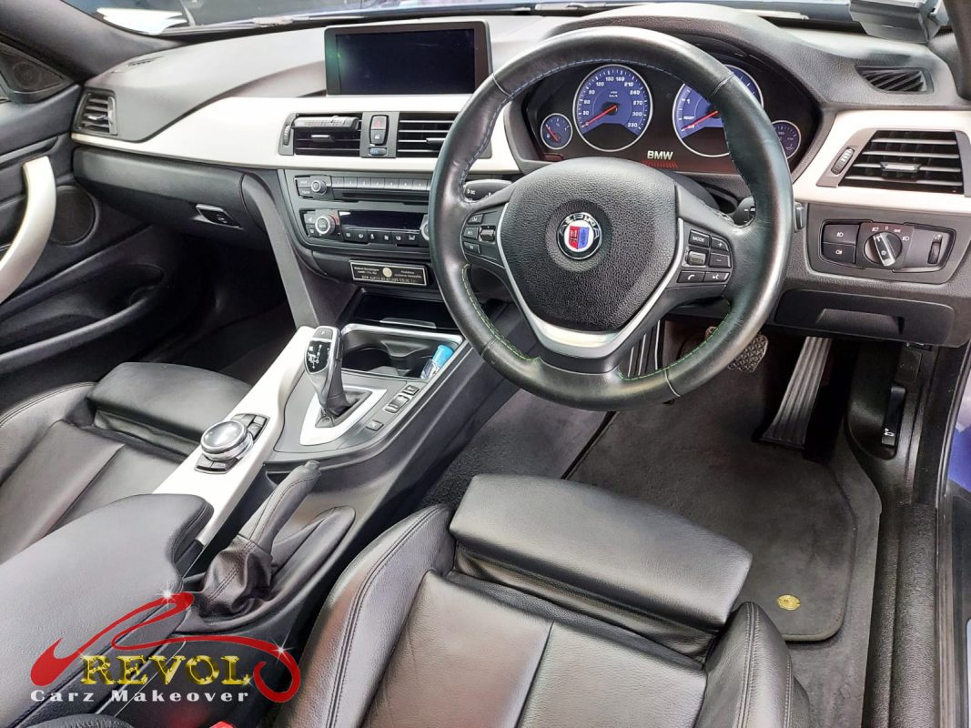 The Alpina B4 parked in the workshop, freshly coated.